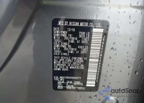 2017 Nissan Armada Sv z USA, uszkodzony, nr VIN JN8AY2NC0H9506273